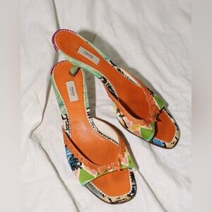 Vintage prada peep toe sandals with bow accent
